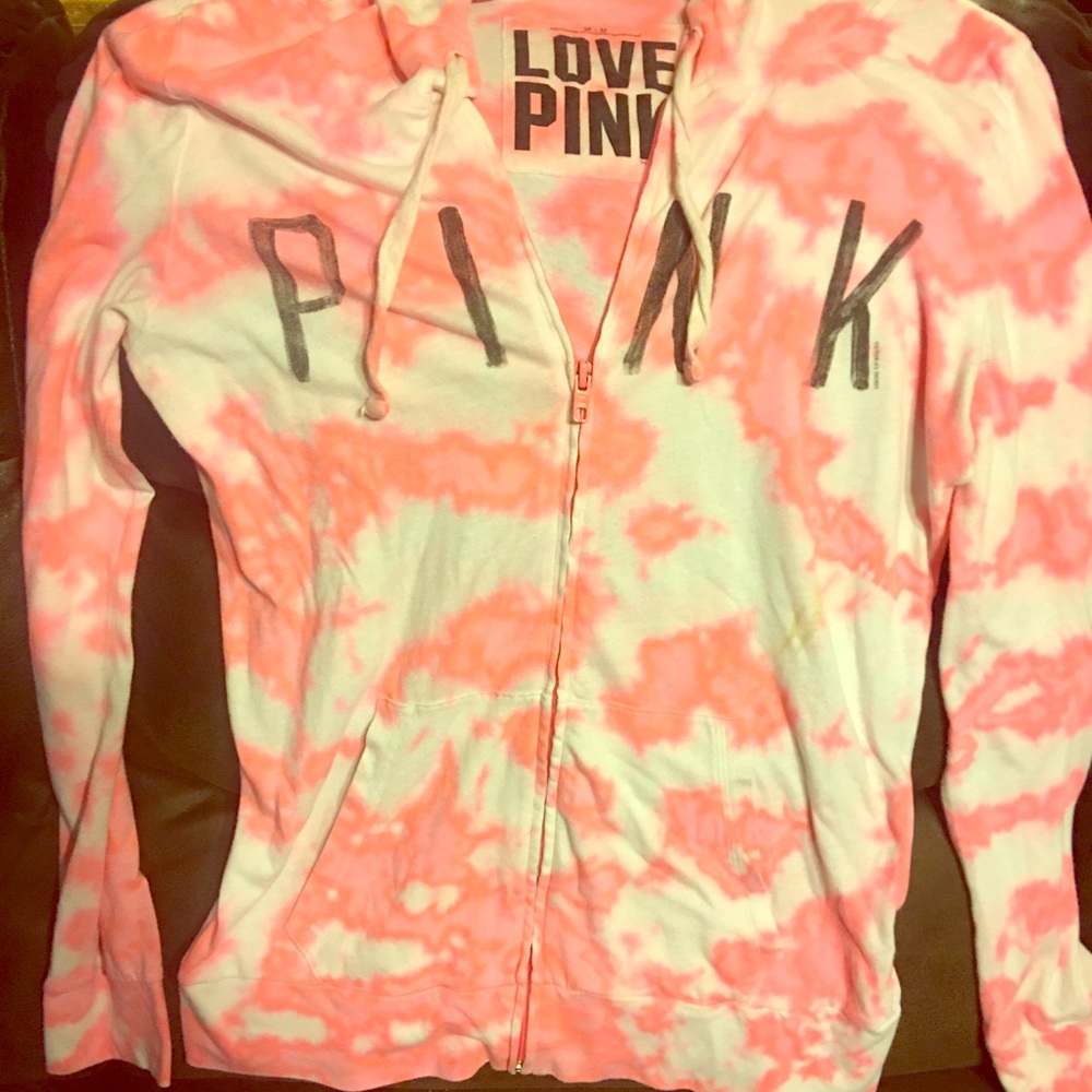 Pink tye dye light weight hoodie.